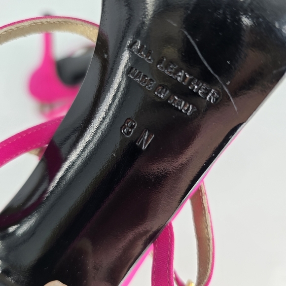 Yves Saint Laurent pink strappy sandles skinny heels size 10 - Picture 7 of 7